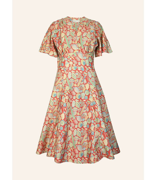 Rita Long-sleeve - Dark Coral Shells Dress