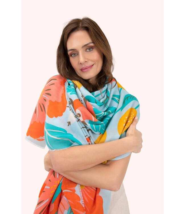 Print Scarf - Lovebirds in A Poppy Field