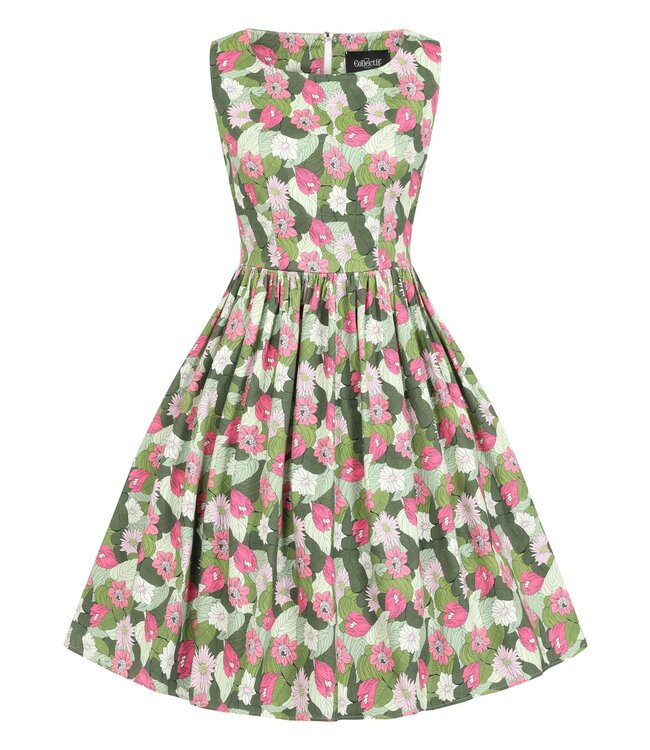 Candice Palm Blush Floral Swing Dress
