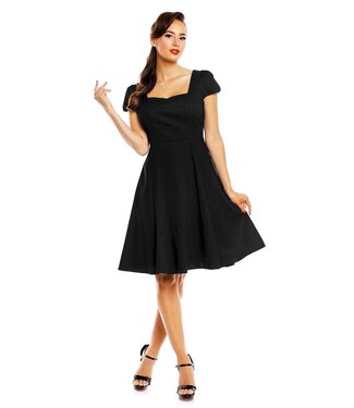 Dolly & Dotty Claudia Flirty Fifties Style Dress in Plain Black