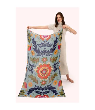 Powder UK Print Scarf - Folk Floral, Winter Ice