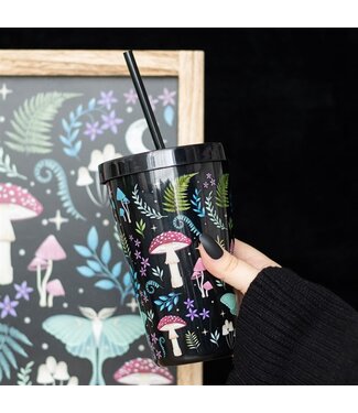 Something Different Dark forest print plastic cup with straw