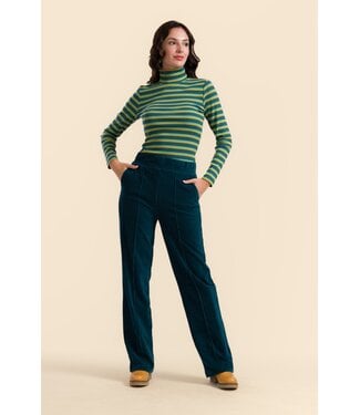 LaLaMour Hailey velvet trousers - petrol