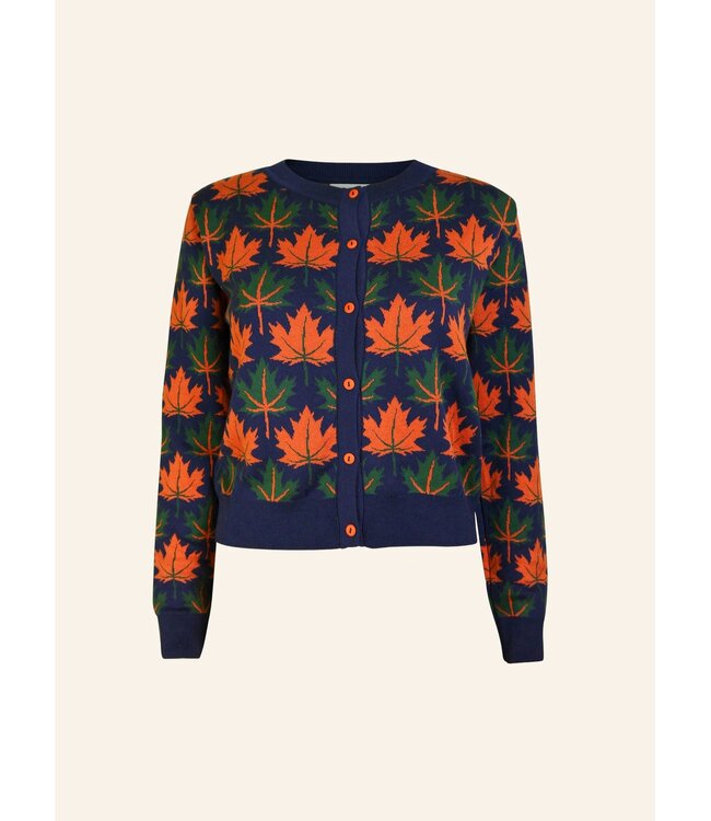 Vera - Navy Autumn Leaves Cardigan