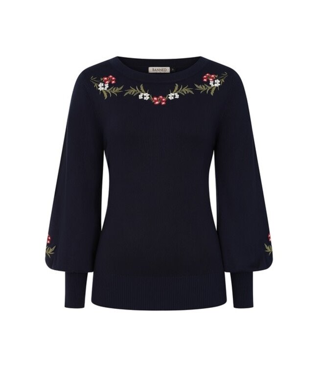 Navy Carla Romantic floral jumper