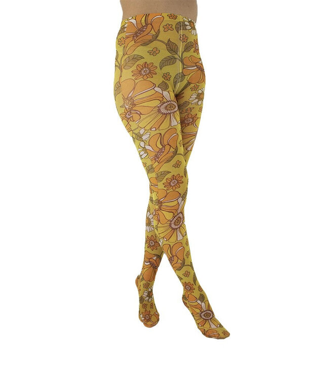Throwback floral printed tights