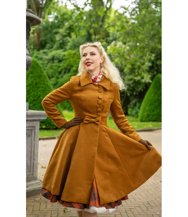 Caroline Swing Coat in Ochre Brown