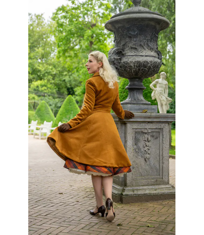 Caroline Swing Coat in Ochre Brown