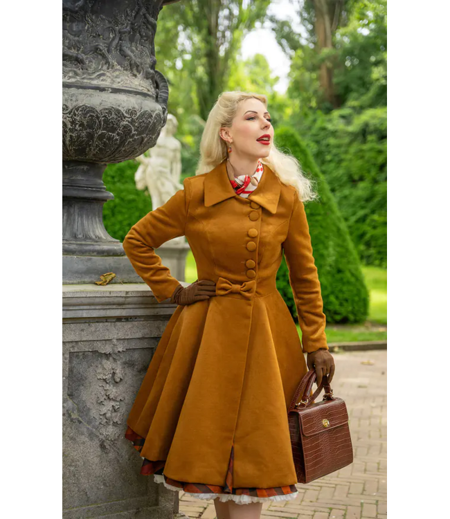 Caroline Swing Coat in Ochre Brown