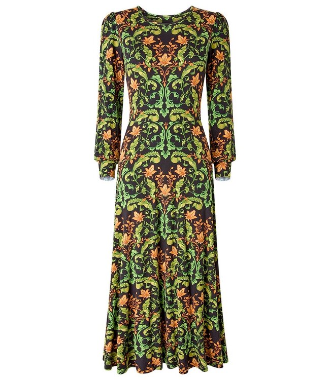 Elegant Trailing Leaves Jersey Dress