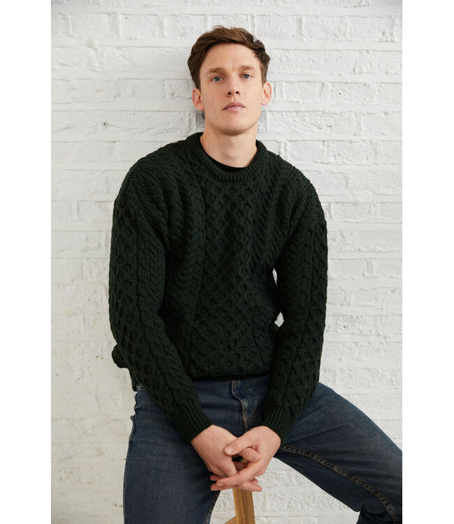 Traditional Mens Aran Sweater - Green