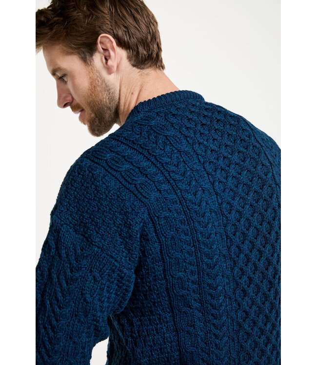 Traditional Mens Aran Sweater - Navy