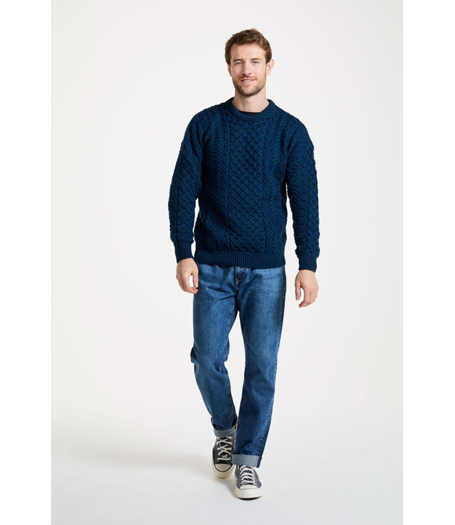 Traditional Mens Aran Sweater - Navy