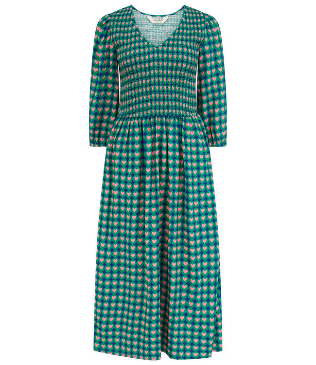 Della Shirred Midi Dress - heart tile