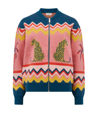 Sugarhill Brighton Solana Knitted Bomber - Leopard And Palms