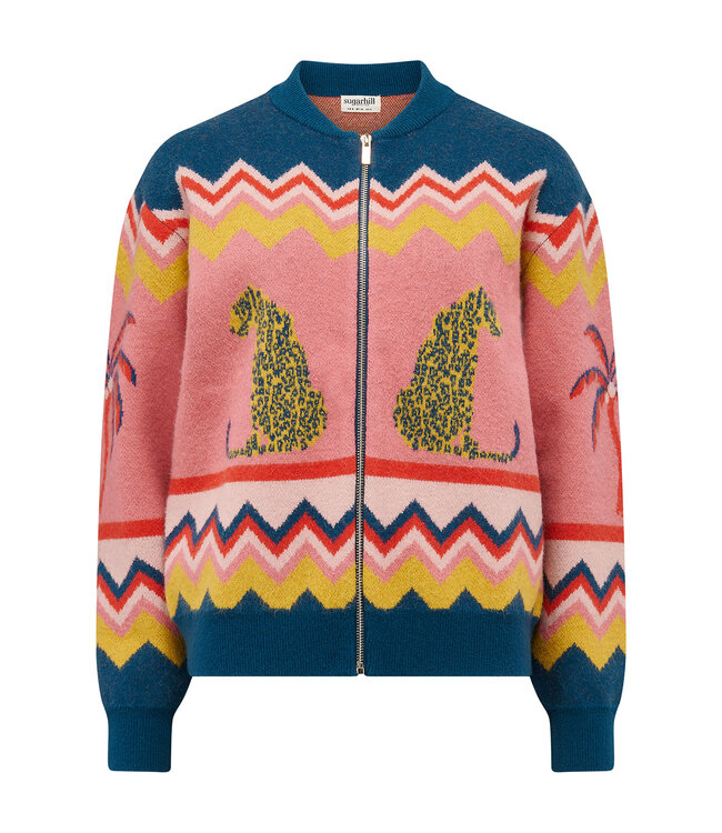 Solana Knitted Bomber - Leopard And Palms