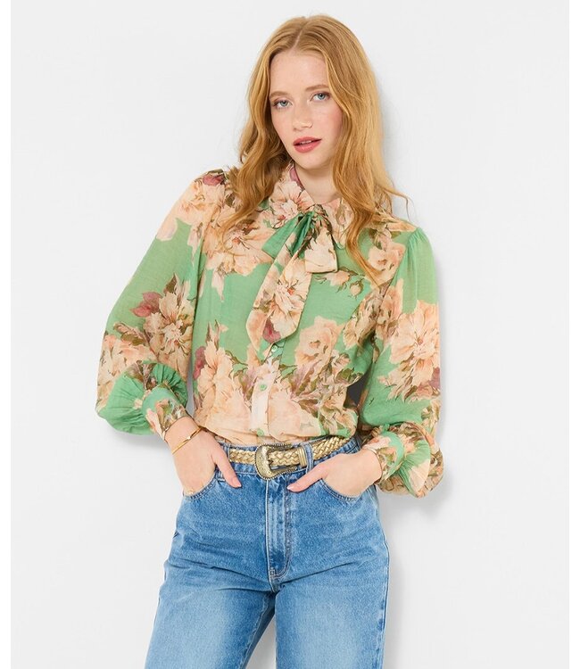 Olivia Printed Blouse with Detachable Tie