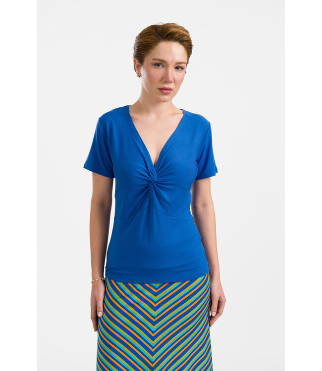 Angela Top Short Sleeve - Plain Blue
