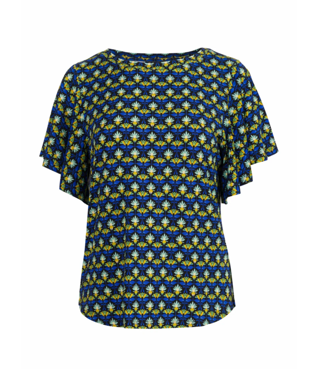 Sophie Top Short Butterfly Sleeve - Retro Flowers