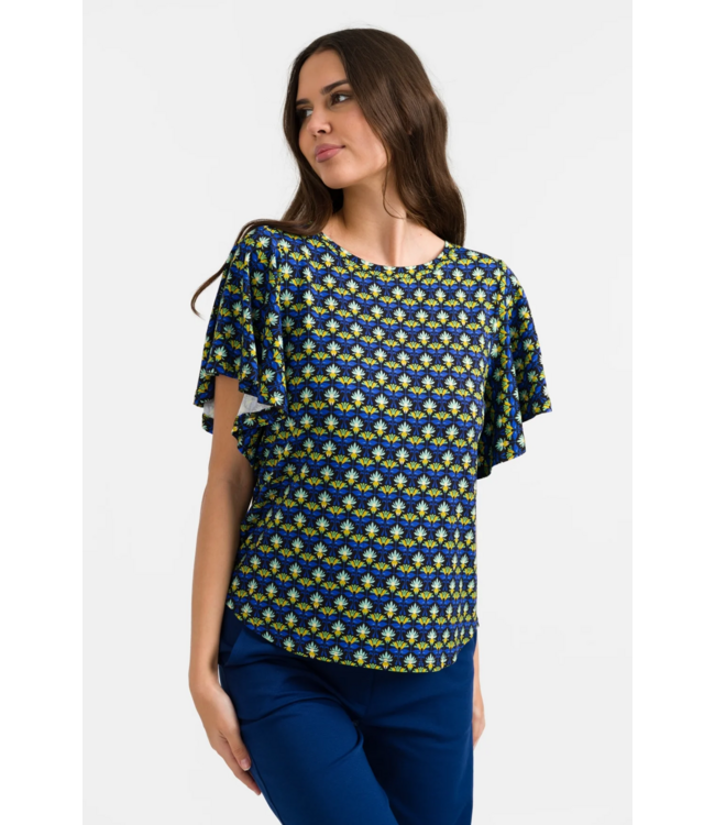 Sophie Top Short Butterfly Sleeve - Retro Flowers