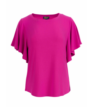 LaLaMour Sophie Top Short Butterfly Sleeve - Rib Fuchsia