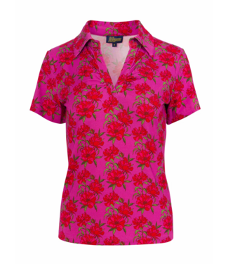 LaLaMour Suzy Top Short Sleeve - Fuchsia Flowers
