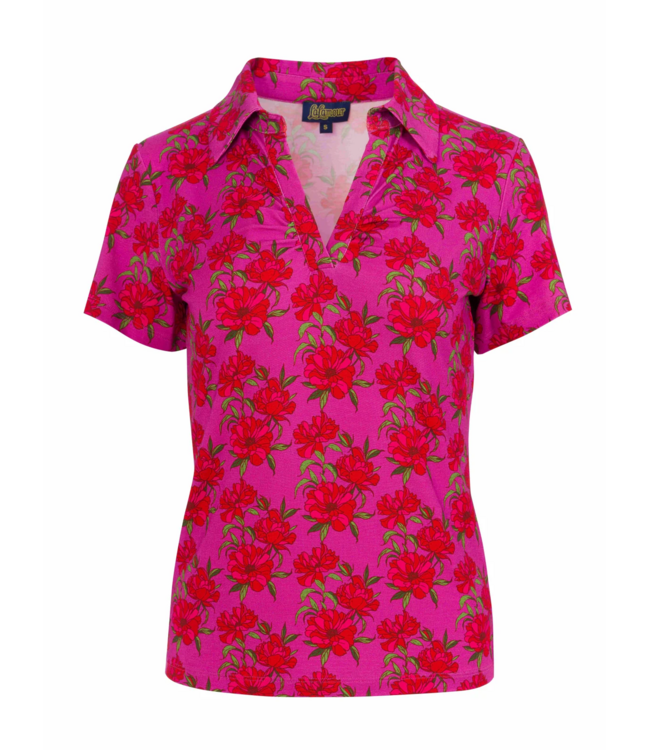 Suzy Top Short Sleeve - Fuchsia Flowers