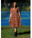 Run & Fly Mushroom Tea Party Midi Stretch Smock Dress