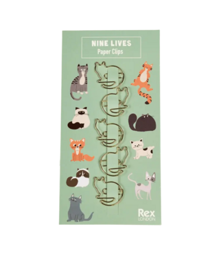 Rex London Cat Paper Clips - Nine Lives