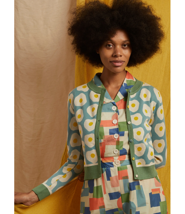 Vera - Teal Fried Egg Cardigan