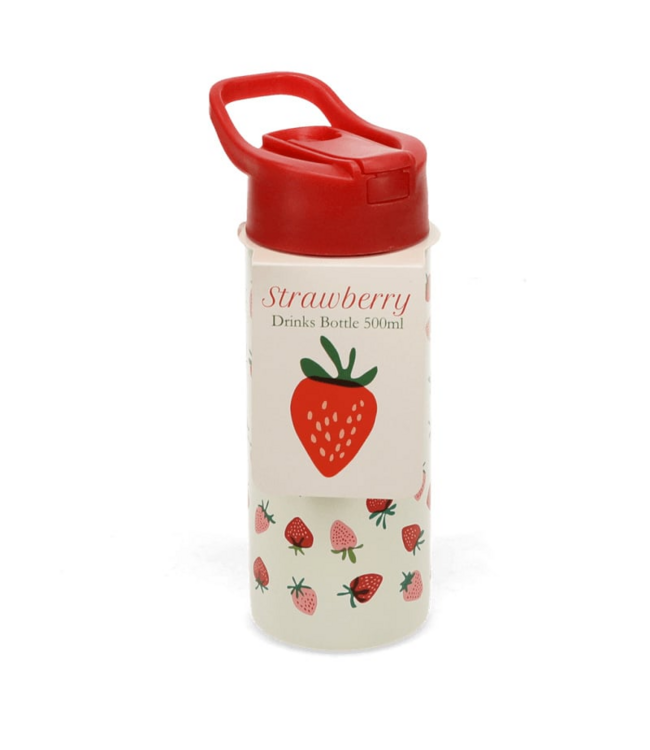 Stainless Steel Bottle with Push Button Lid - Little Strawberry