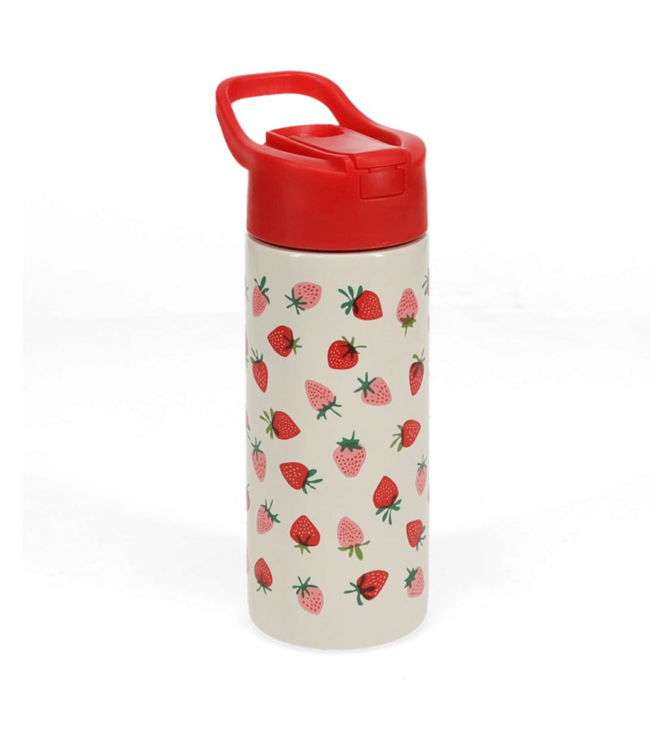 Stainless Steel Bottle with Push Button Lid - Little Strawberry