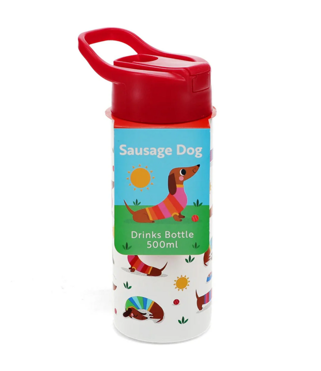 Stainless Steel Bottle with Push Button - Sunny Sausage dog