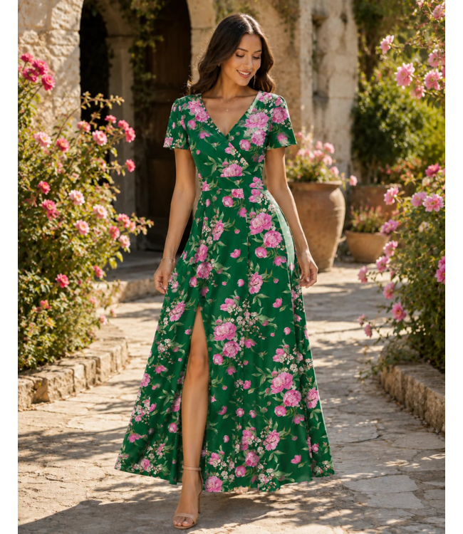Lyra - Maxi Dress - Emerald Peony