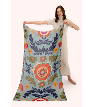 Powder UK Print Scarf - Folk Floral, Winter Ice