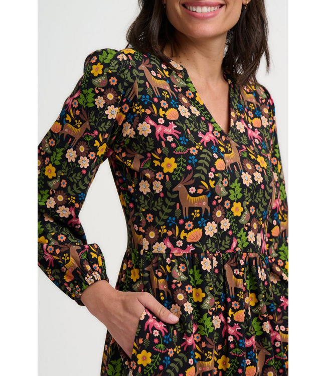 Nyla Jersey Midi Dress Forest Folklore
