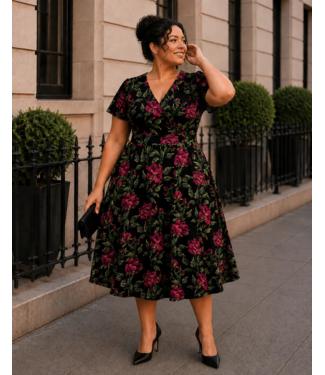 Lady V Lyra dress  - Bordeaux Bloom