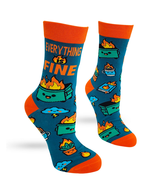 Everything Is Fine Dumpster Fire socks