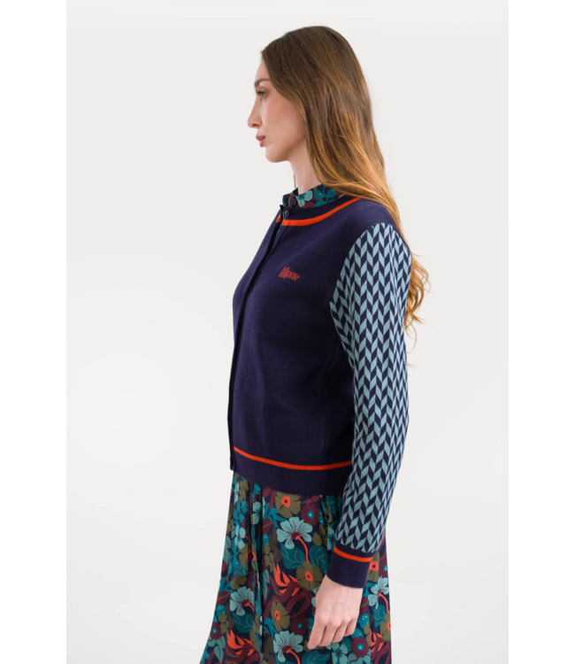 Cardigan Slow Bloomer Knitwear - Navy Peony