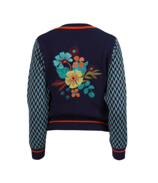 LaLaMour Cardigan Slow Bloomer Knitwear - Navy Peony