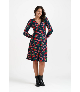 LaLaMour Daisy Dress LS Scarlet Serenade - Navy Peony