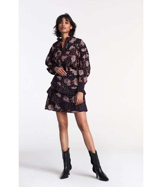 Alix the Label 2108255089 Woven flower paisley ruffled skirt.