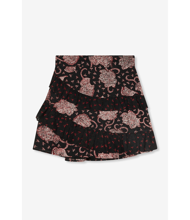 Alix the Label 2108255089 Woven flower paisley ruffled skirt.