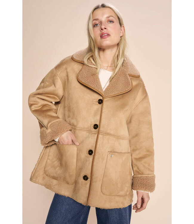 Faux shearling coat deals