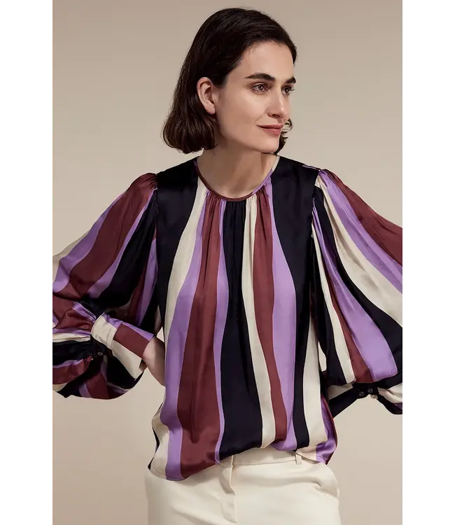 Summum Woman 2S3027-11916 Top puffy sleeves stripe printed