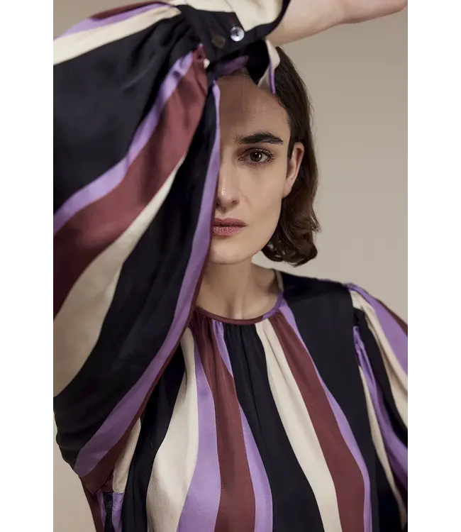 Summum Woman 2S3027-11916 Top puffy sleeves stripe printed