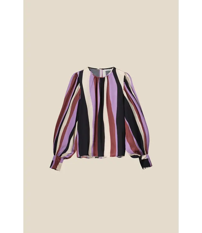 Summum Woman 2S3027-11916 Top puffy sleeves stripe printed
