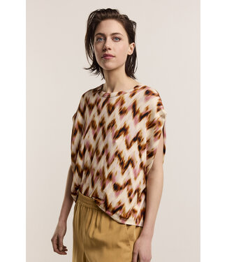 Summum Woman Top Blurred Zig Zag Print