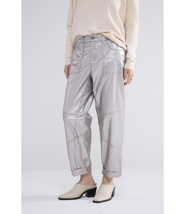 Summum Woman 4s2693-12105 Loose tapered pants foil coated