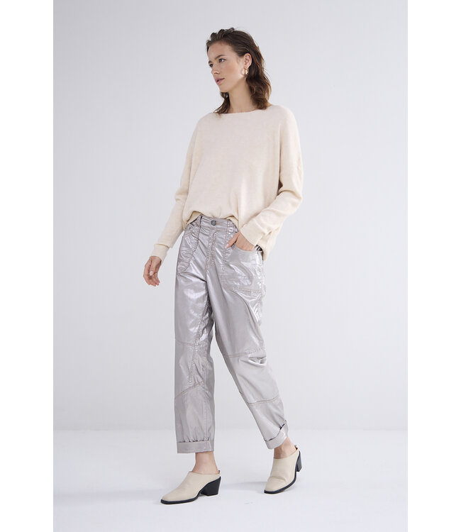 Summum Woman 4s2693-12105 Loose tapered pants foil coated